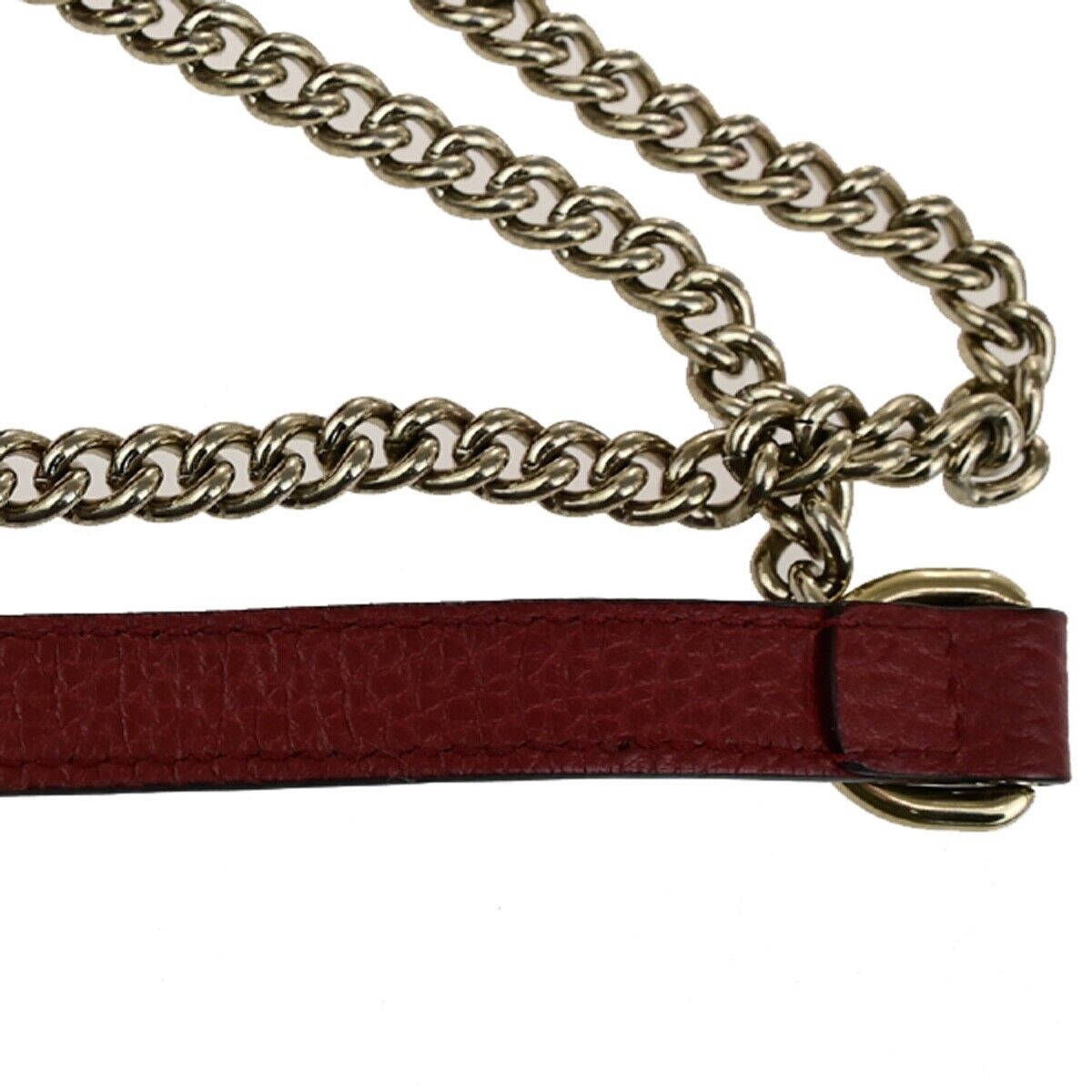 GUCCI Logo Interlocking G Mini Chain Shoulder Bag Leather Red GHW Italy 14ED352