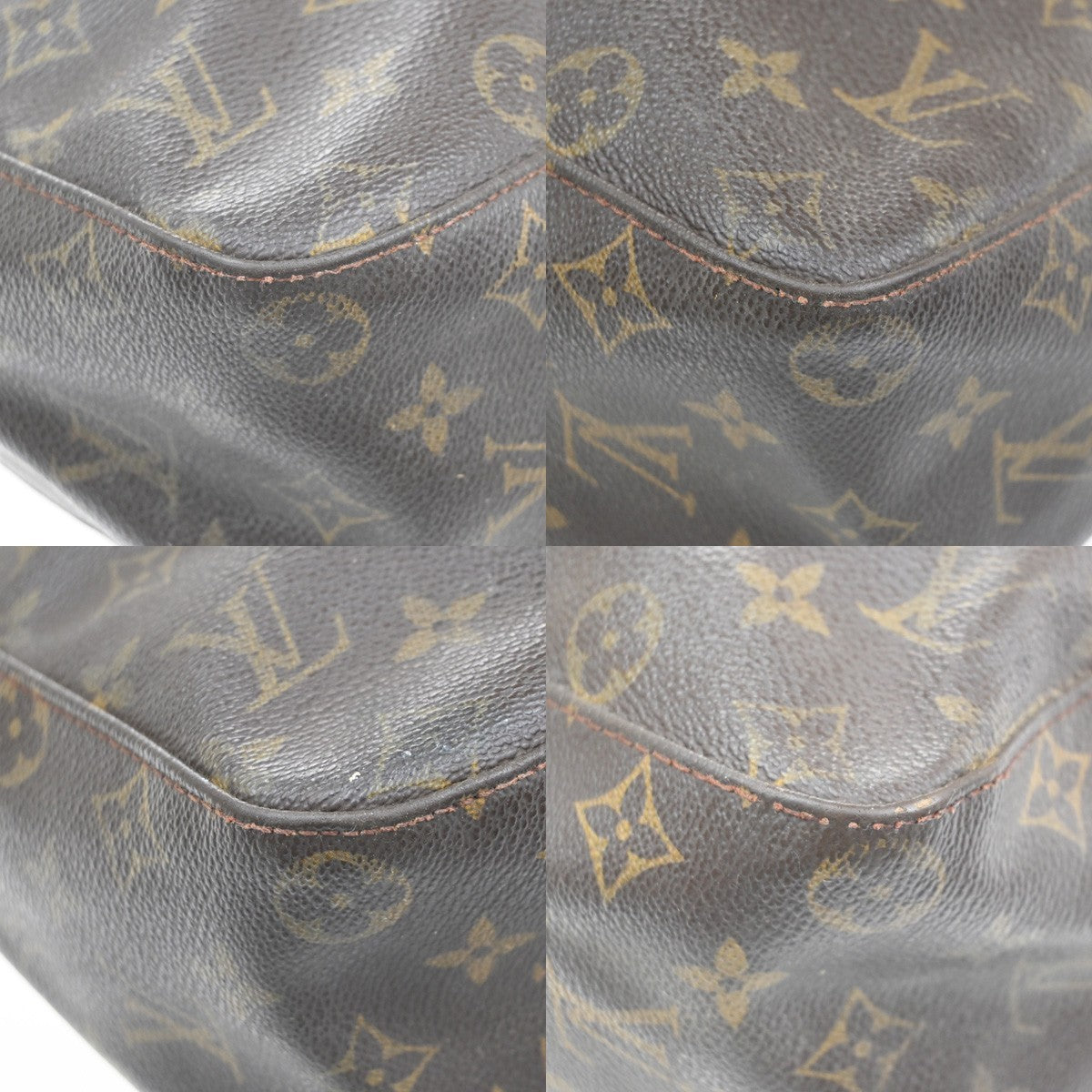 LOUIS VUITTON Looping GM Shoulder Bag Monogram Leather Brown USA M51145 35MA613