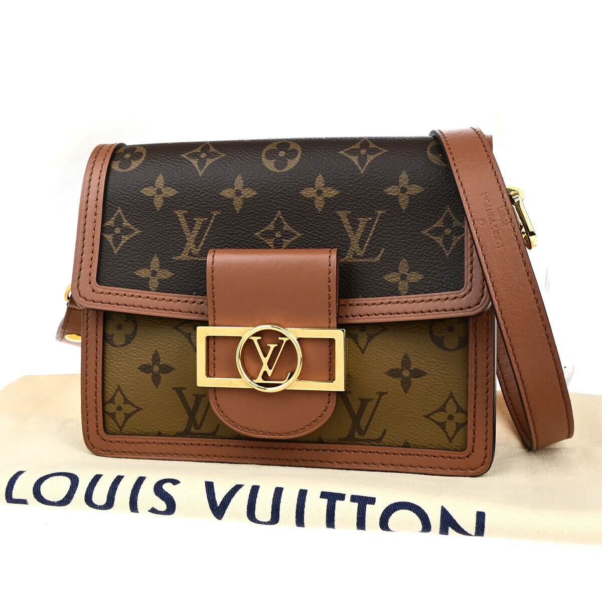 LOUIS VUITTON Mini Dauphine Shoulder Bag Monogram Reverse Brown M44580 342RK732