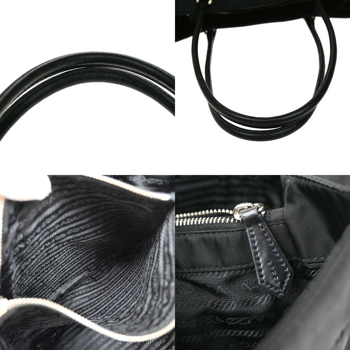 PRADA MILANO Logo Tessuto Shoulder Tote Bag Nylon Leather Black Nero 80KB461
