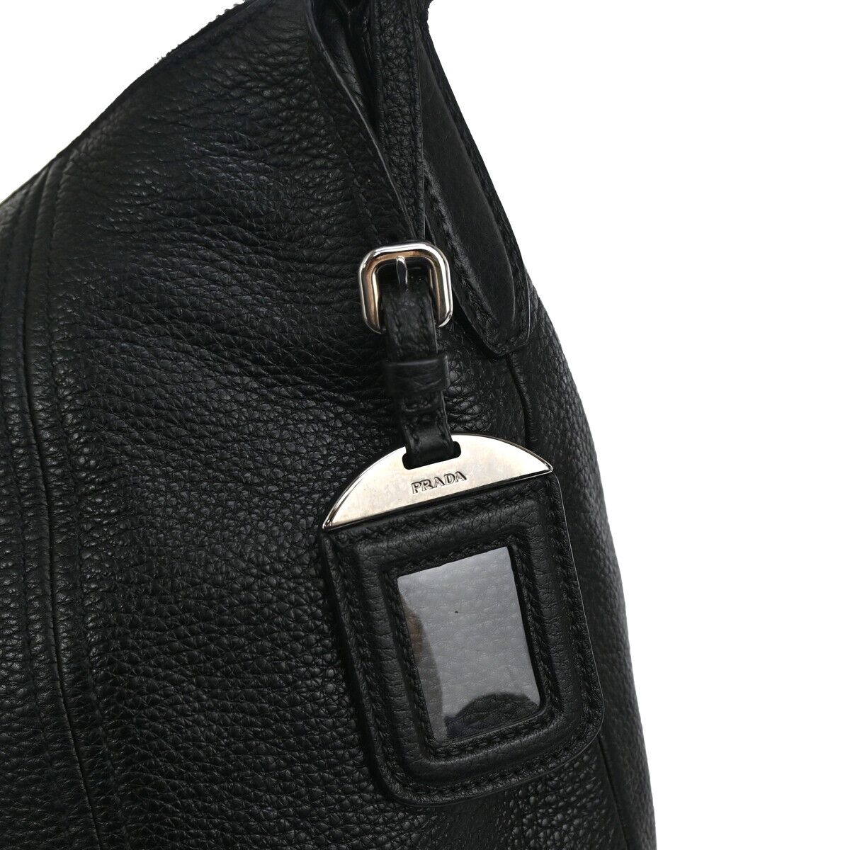 PRADA MILANO Logo Shoulder Bag Vitello Phenix Leather Nero Black SHW 53RH799