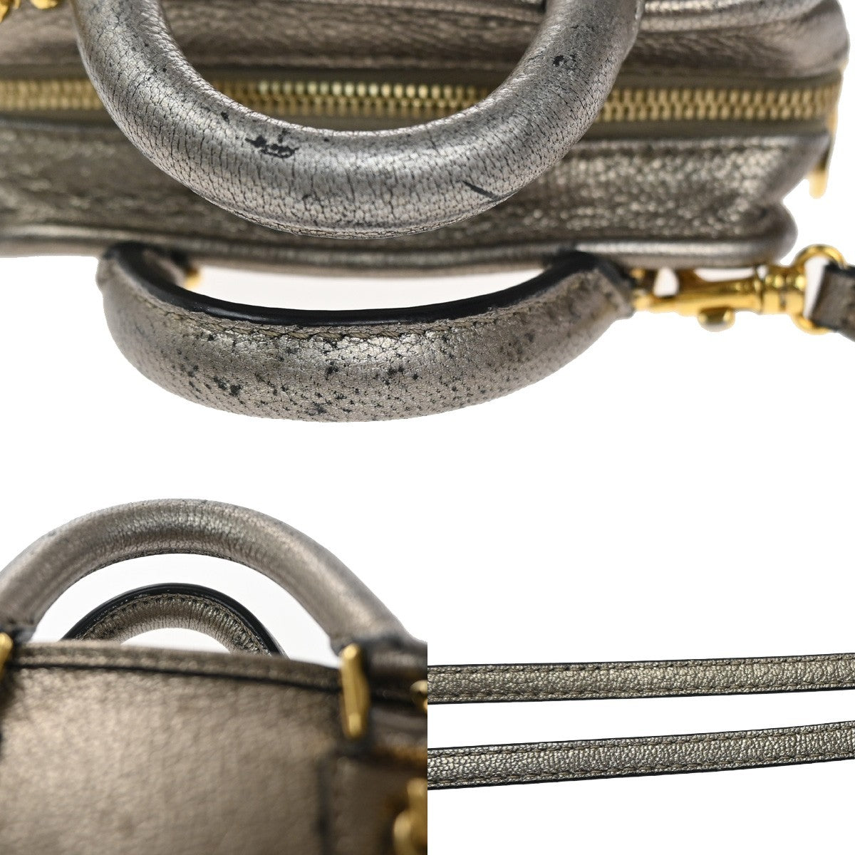 LOEWE Anagram Amazona Logo Mini Shoulder Hand Bag Leather Gray Gold GHW 87MA208