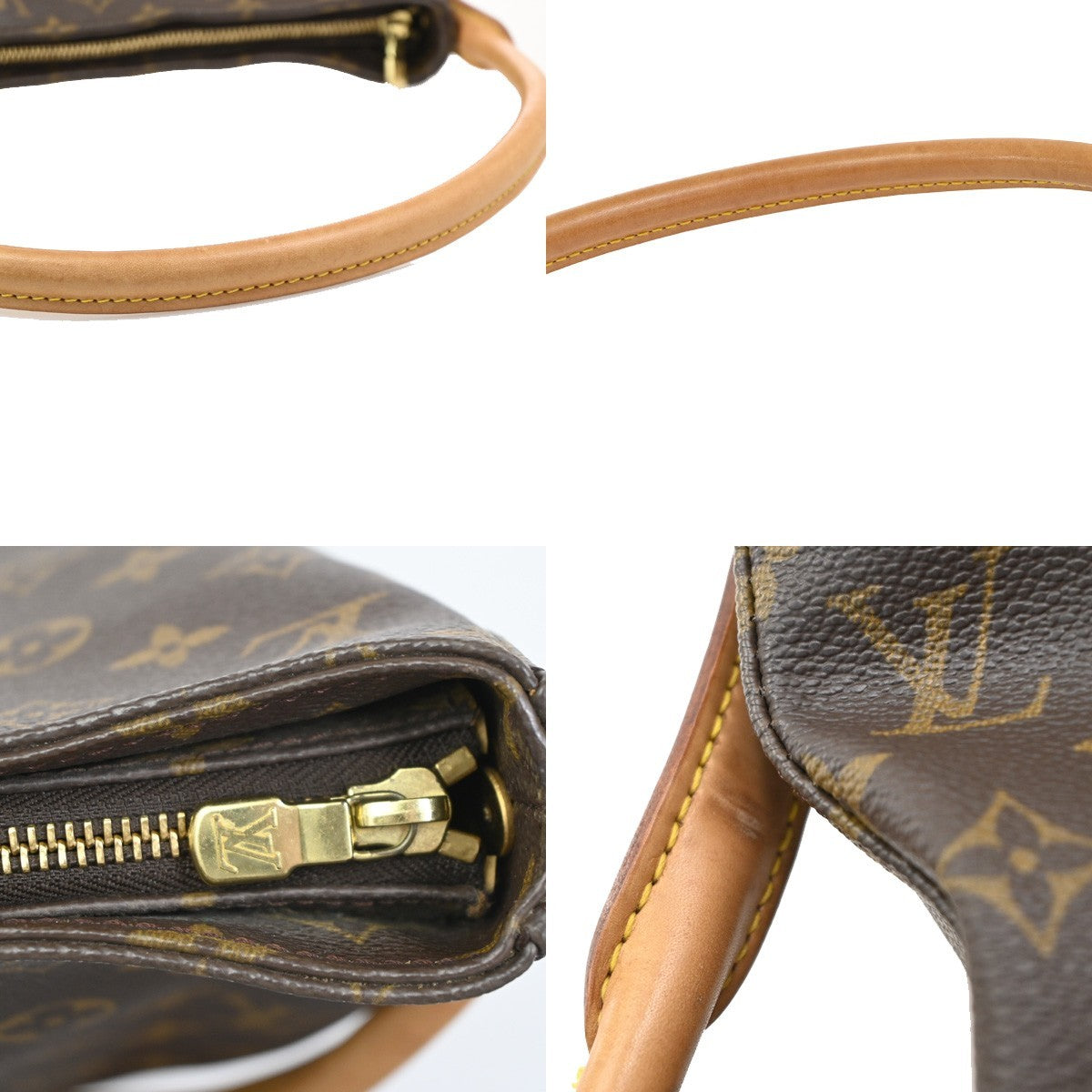 LOUIS VUITTON Logo Looping GM Shoulder Bag Monogram Leather Brown M51145 18PA109