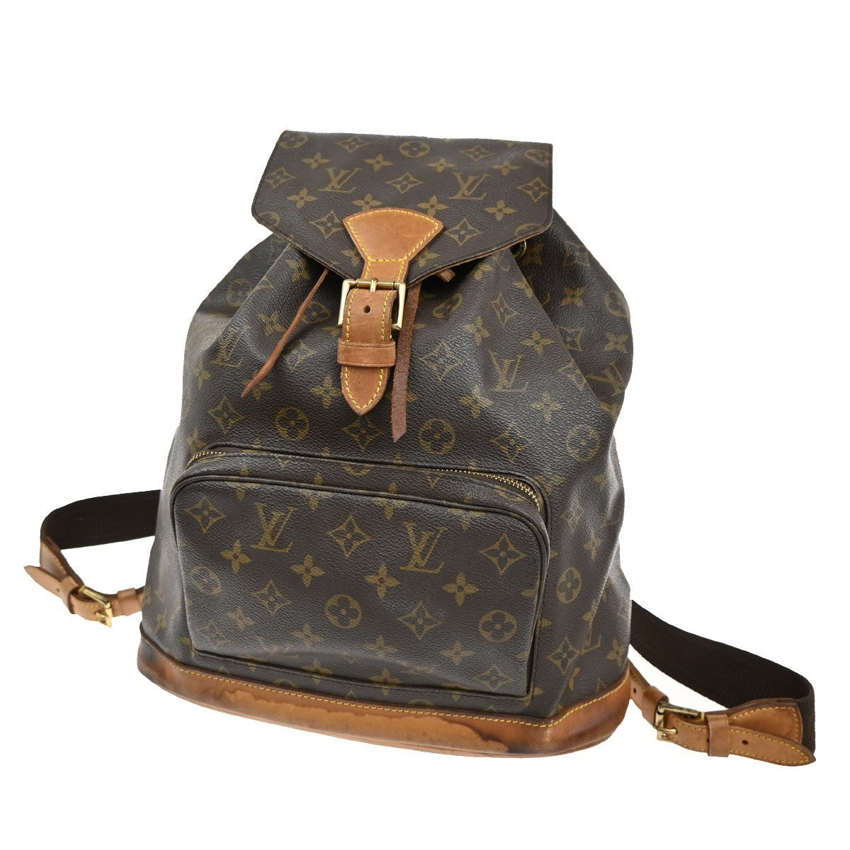 LOUIS VUITTON Montsouris GM Backpack Bag Monogram Leather Brown M51135 71KB593