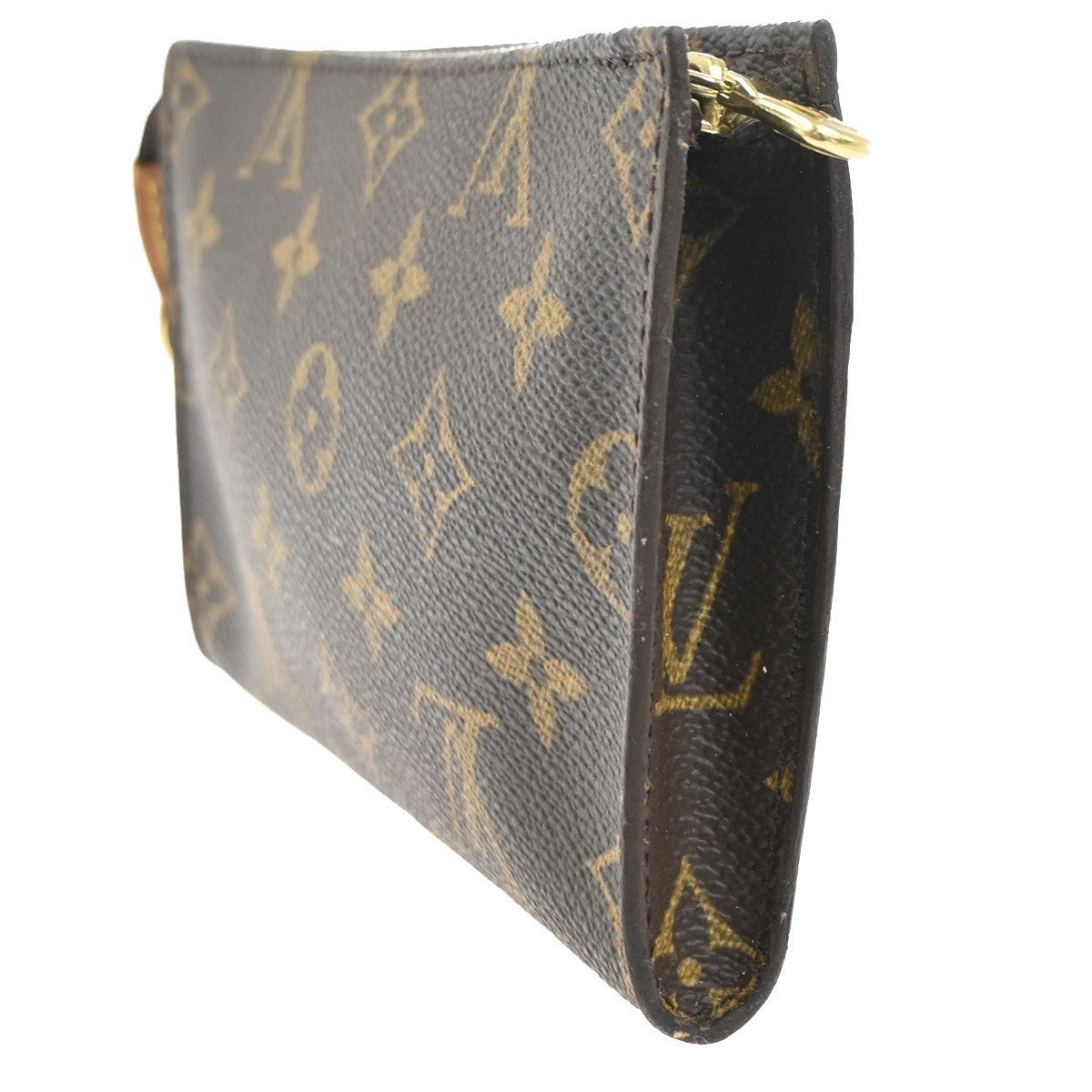 LOUIS VUITTON Logo BUCKET PM Pouch Bag Monogram Leather Brown France 05MA345