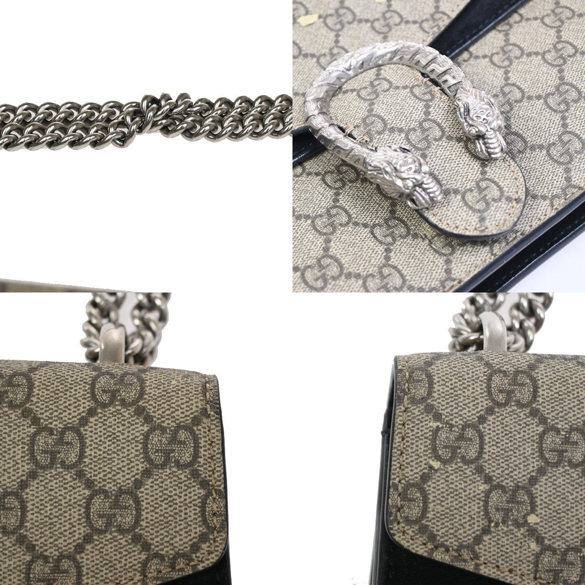 GUCCI GG Dionysus Chain Shoulder Clutch Bag Supreme Leather Brown Italy 85ZA291