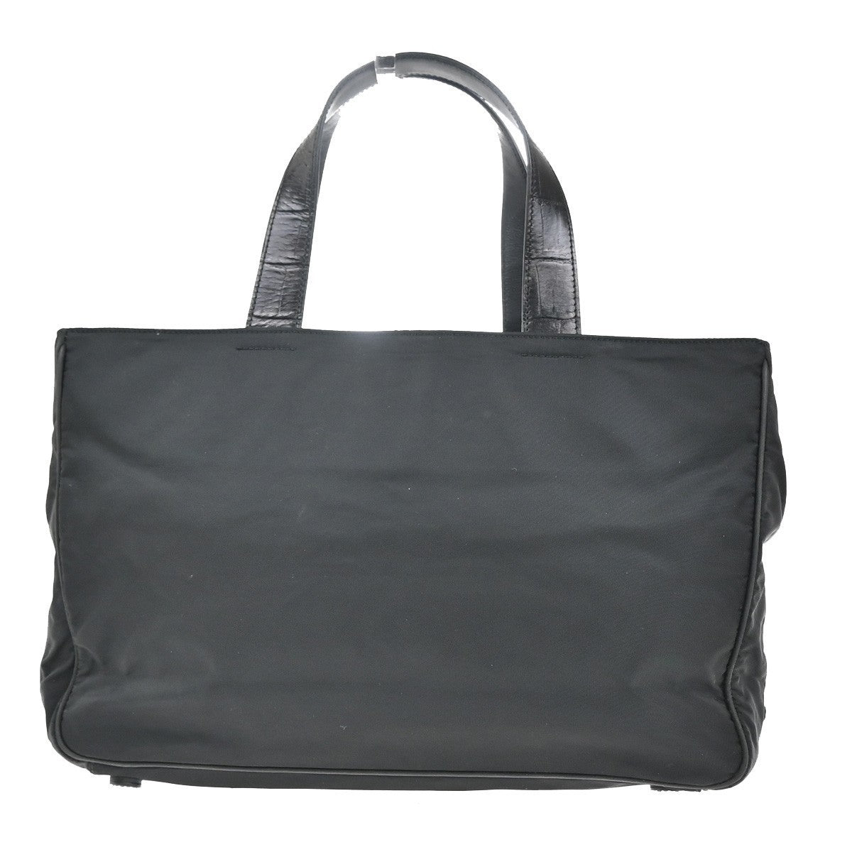PRADA Logo Tessuto Shoulder Tote Hand Bag Nylon Leather Black Italy 69MA401
