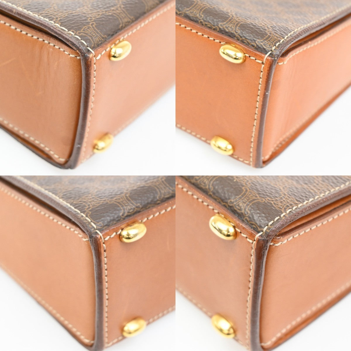 CELINE Macadam pattern Shoulder Bag PVC Leather Brown GHW 38TA402