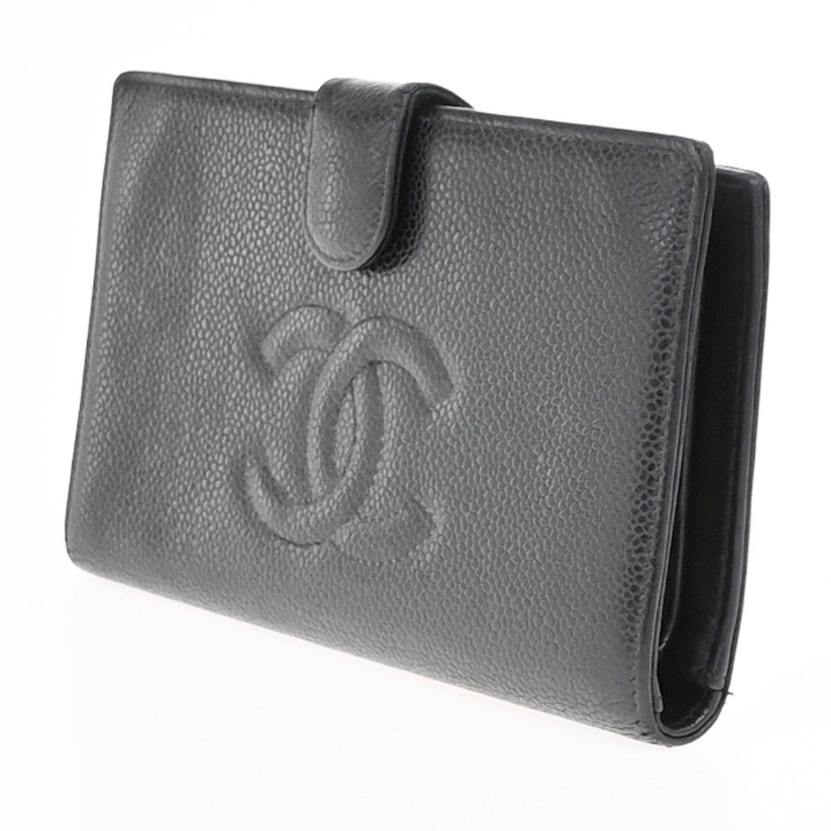 CHANEL CC Timeless Bifold Long Wallet Grained Leather Black GHW France 69KC691