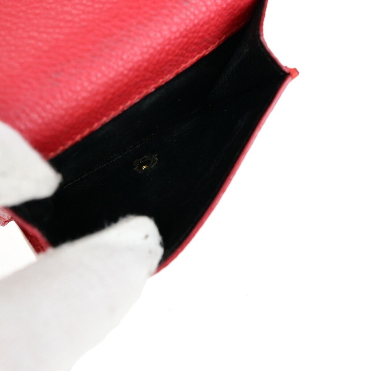 SAINT LAURENT Logo Trifold Wallet Purse Leather Red SHW Made in Italy 04KA226