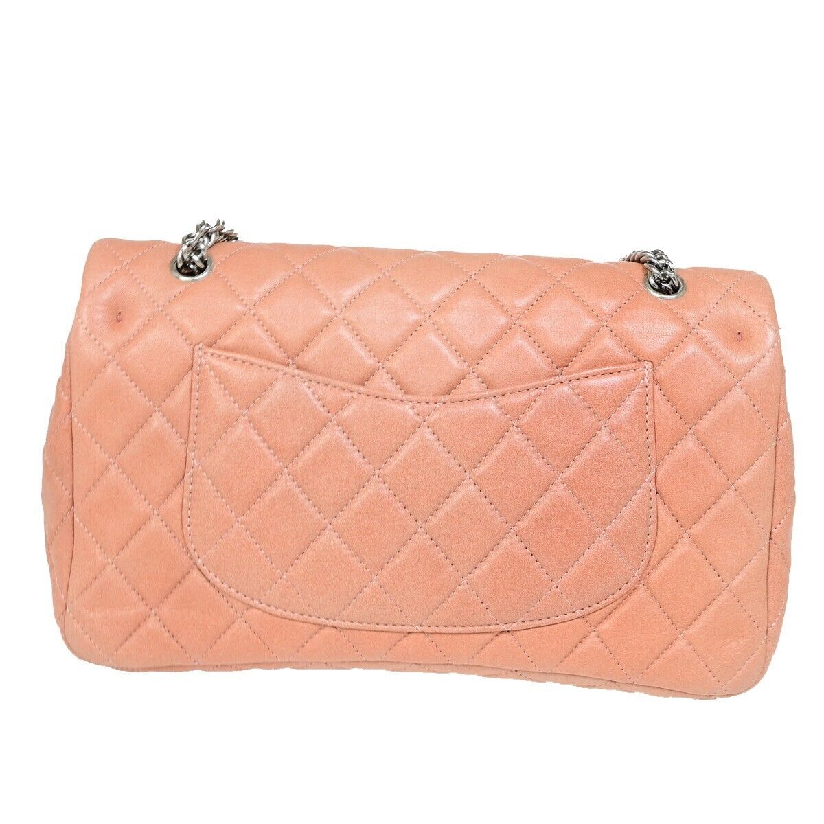 CHANEL CC Matelasse 25 Double Flap Chain Shoulder Bag Leather Pink 373RK146