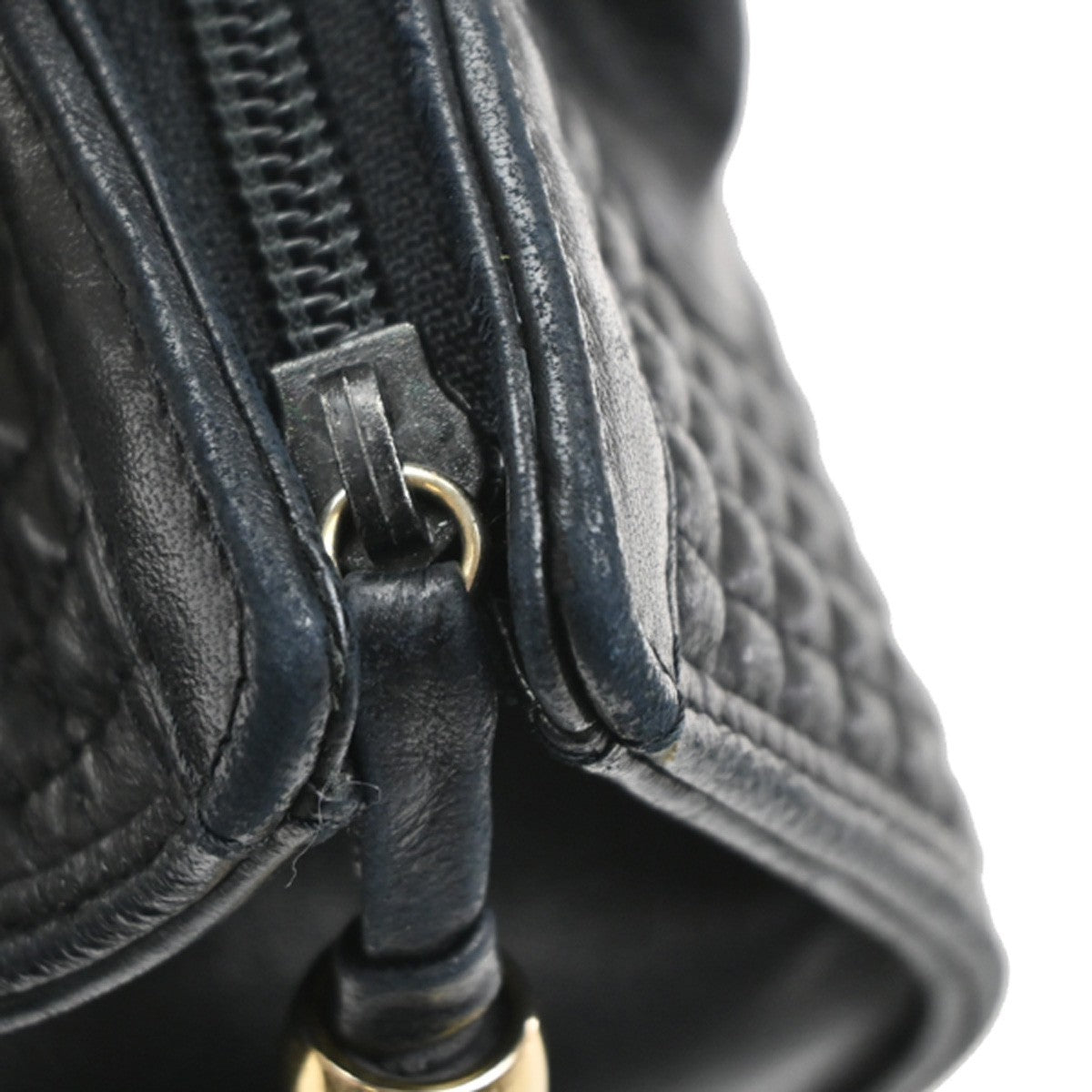 BALLY Logo Tassel Hand Bag Quilted Leather Black GHW Italy 09MA542