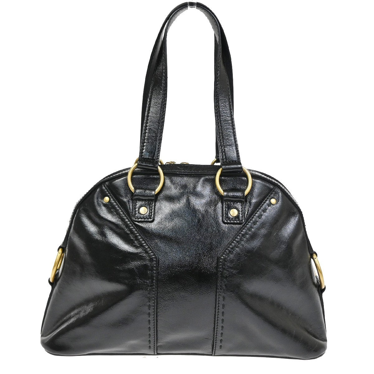 YVES SAINT LAURENT Medium Muse Shoulder Bag Patent Leather Black GHW 71TA627
