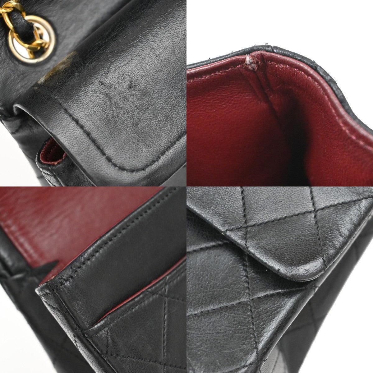 CHANEL Matelasse 23 Double Flap Chain Shoulder Bag Leather BK Vintage 396RF511