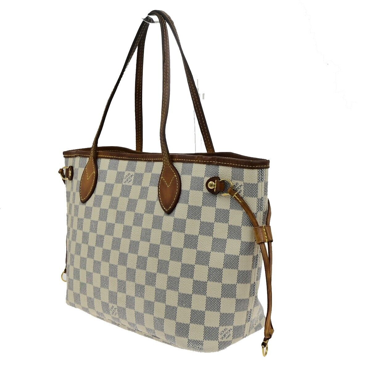 LOUIS VUITTON Neverfull PM Shoulder Tote Bag Damier Azur Leather N51110 87ED422