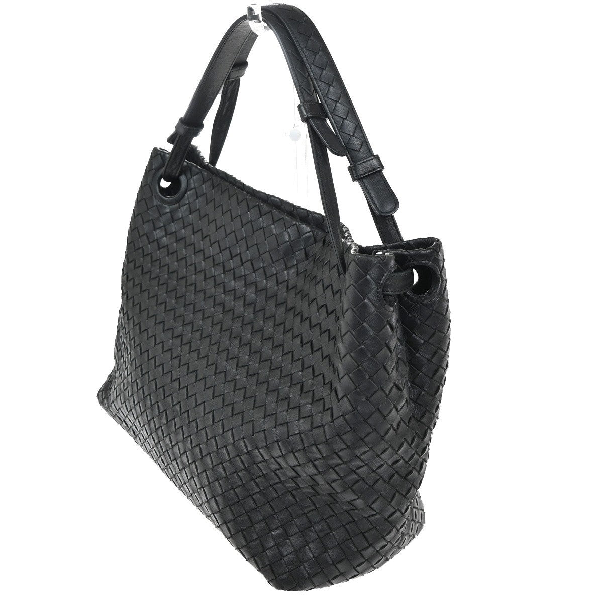 BOTTEGA VENETA Logo Intrecciato Shoulder Bag Leather Black Italy 664RL708