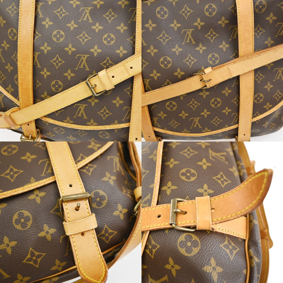 LOUIS VUITTON Logo Saumur 43 Shoulder Bag Monogram Leather Brown M42252 12YH900
