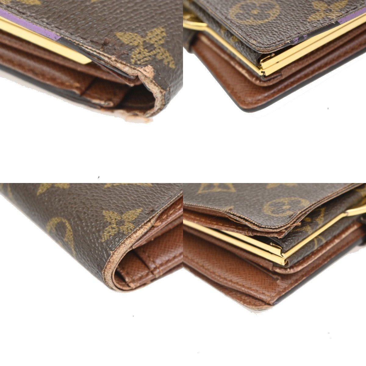 LOUIS VUITTON LV Logo 2 Set Bifold Wallet Monogram Leather Brown 05KC357