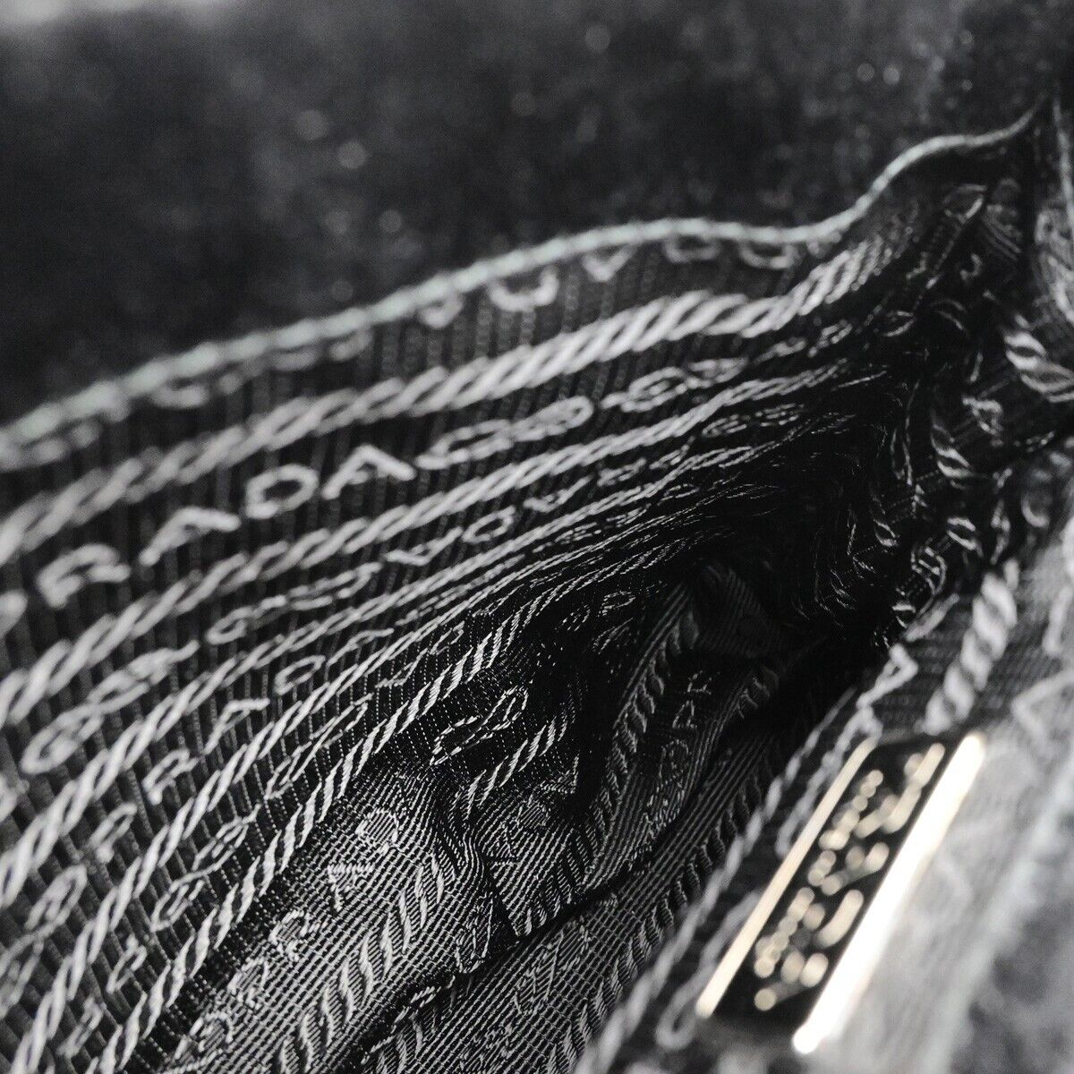 PRADA Logo Pouch Bag Nylon Black Nero Silver Made in Italy 63EB413