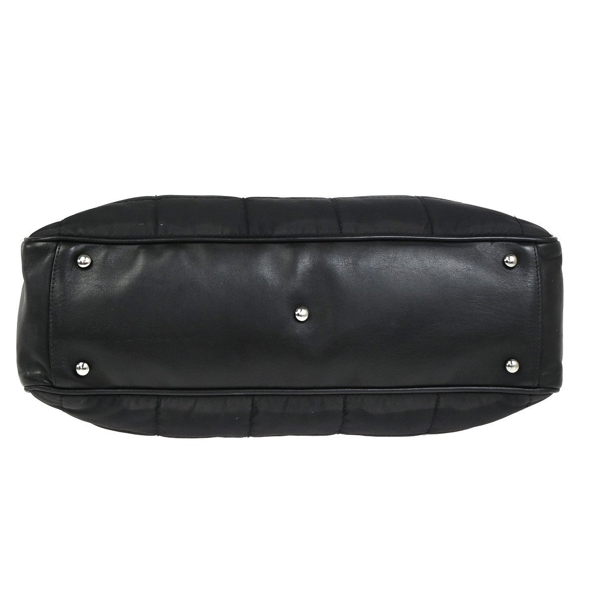 CHANEL CC Chocolate Bar Travel Hand Bag Nylon Leather Black SHW Italy 93RQ028