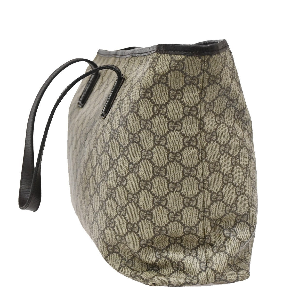 GUCCI Logo GG Patter Shoulder Hand Bag Supreme Leather Brown Itlay SHW 65DA022