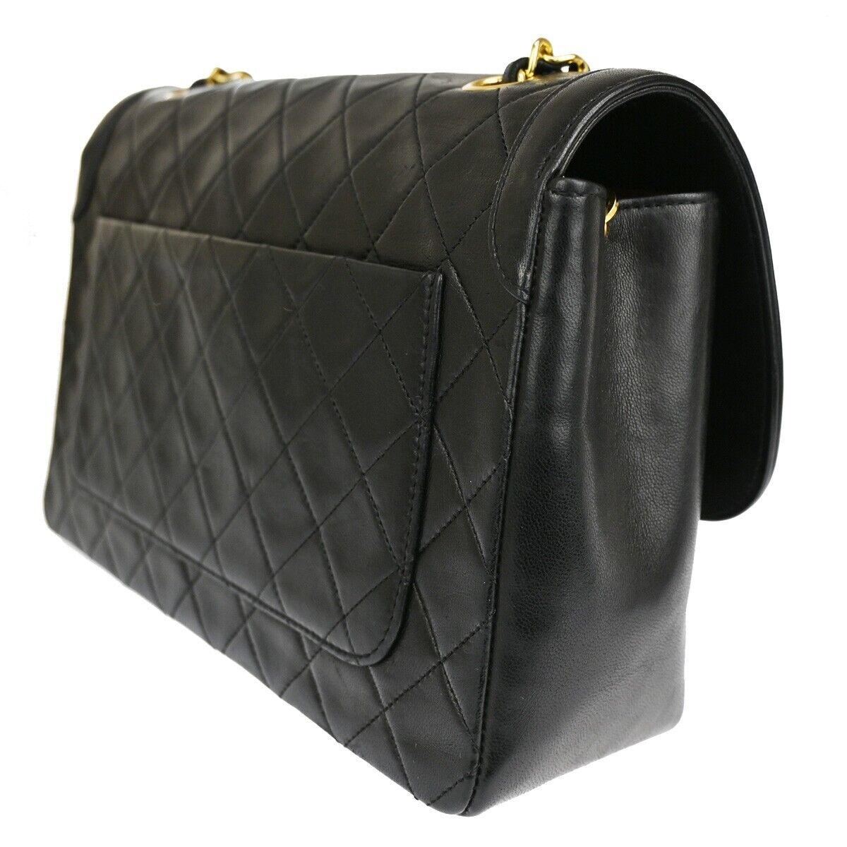 CHANEL CC Logo Matelasse Chain Shoulder Bag Leather Black GHW Vintage 340RJ283