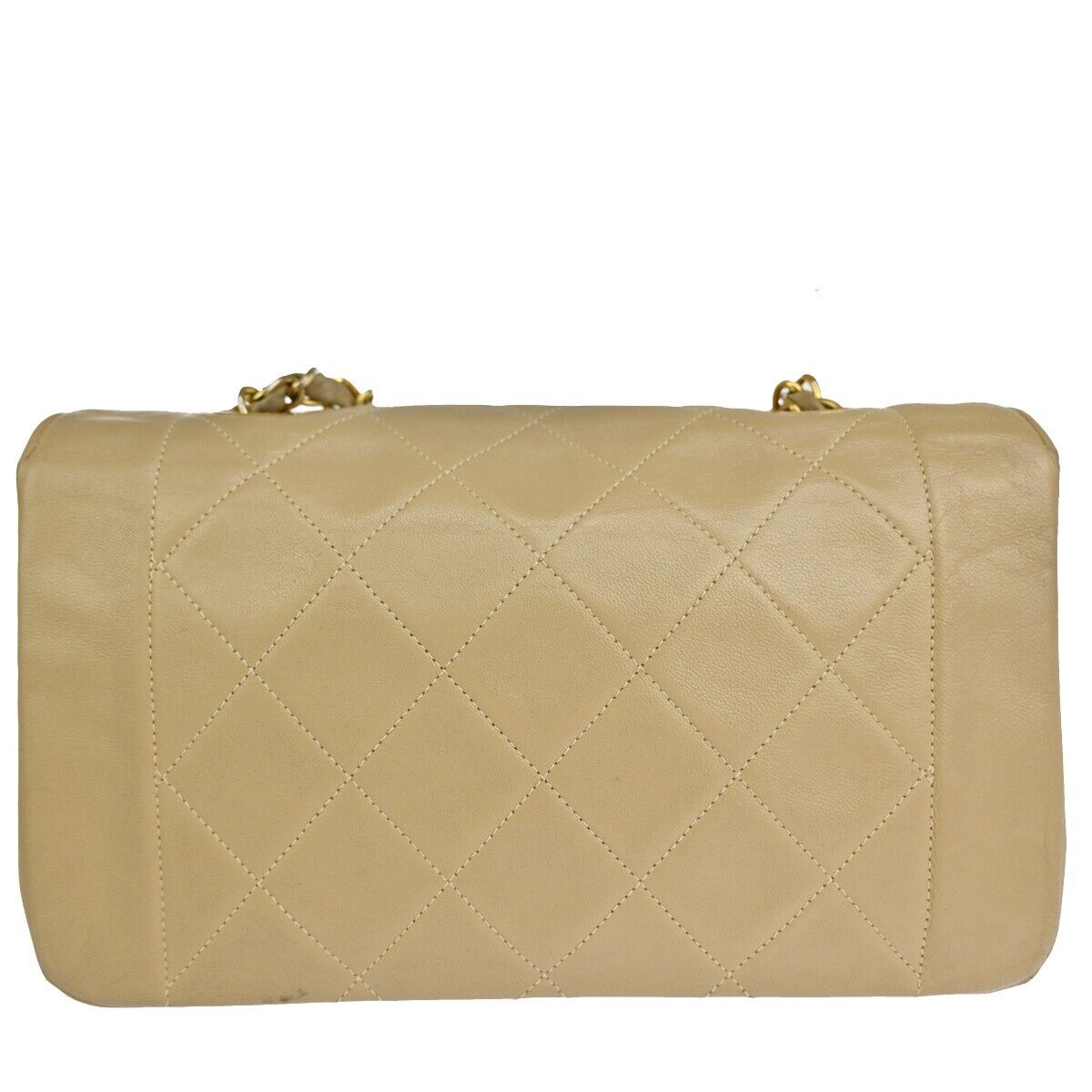 CHANEL CC Logo Matelasse Chain Shoulder Bag Leather Beige GHW Vintage 318RJ477