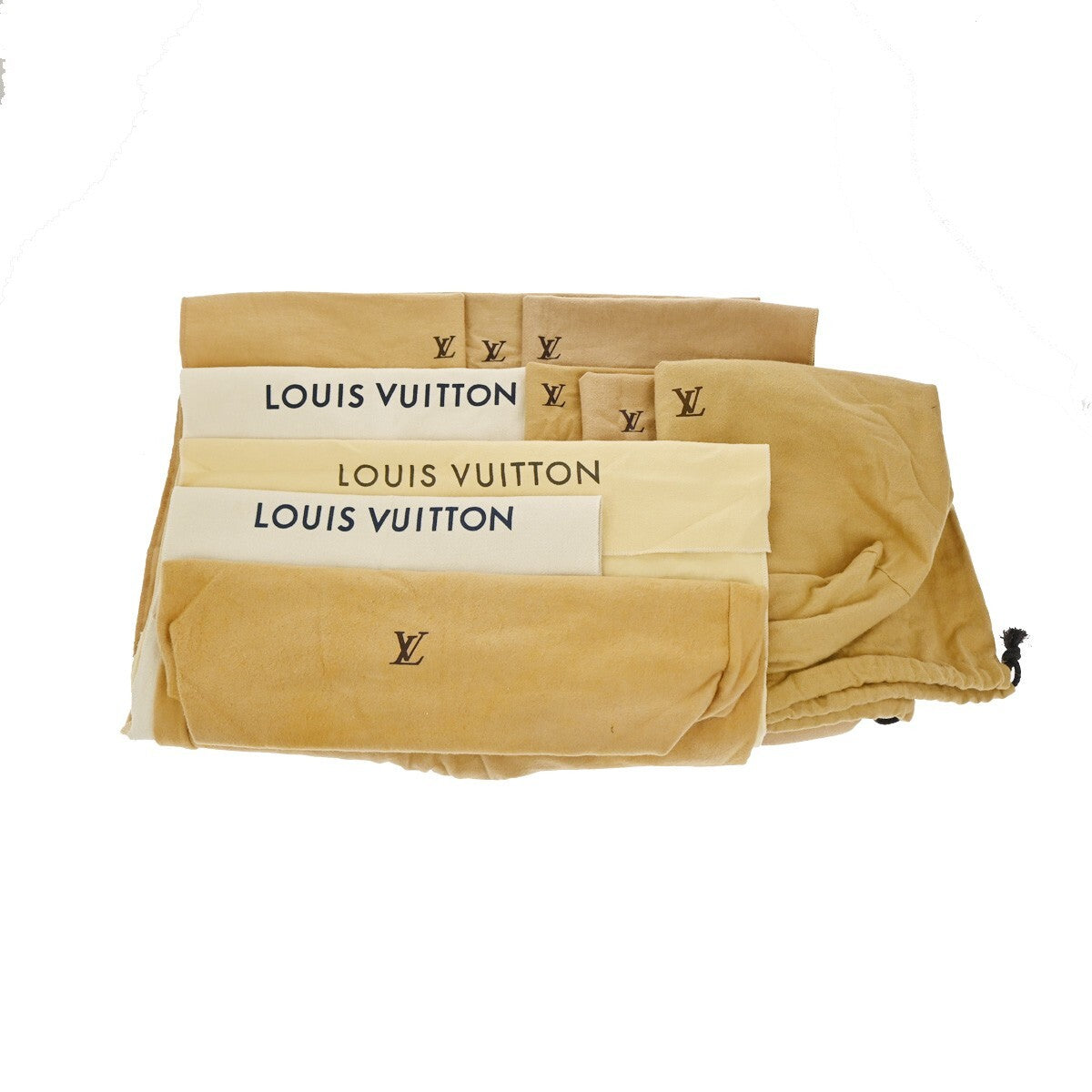 LOUIS VUITTON Logo 10 Set Dust Bag Drawstring Canvas Cotton Beige Brown 09FB553