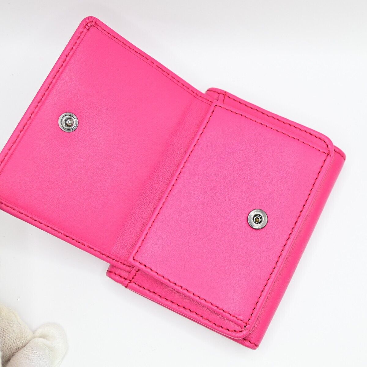 JIMMY CHOO Logo Star Studs Mini Trifold Wallet Purse Leather Pink Italy 05KA165