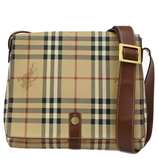 BURBERRY Logo Nova Check Shoulder Bag PVC Leather Brown GHW 31CA247