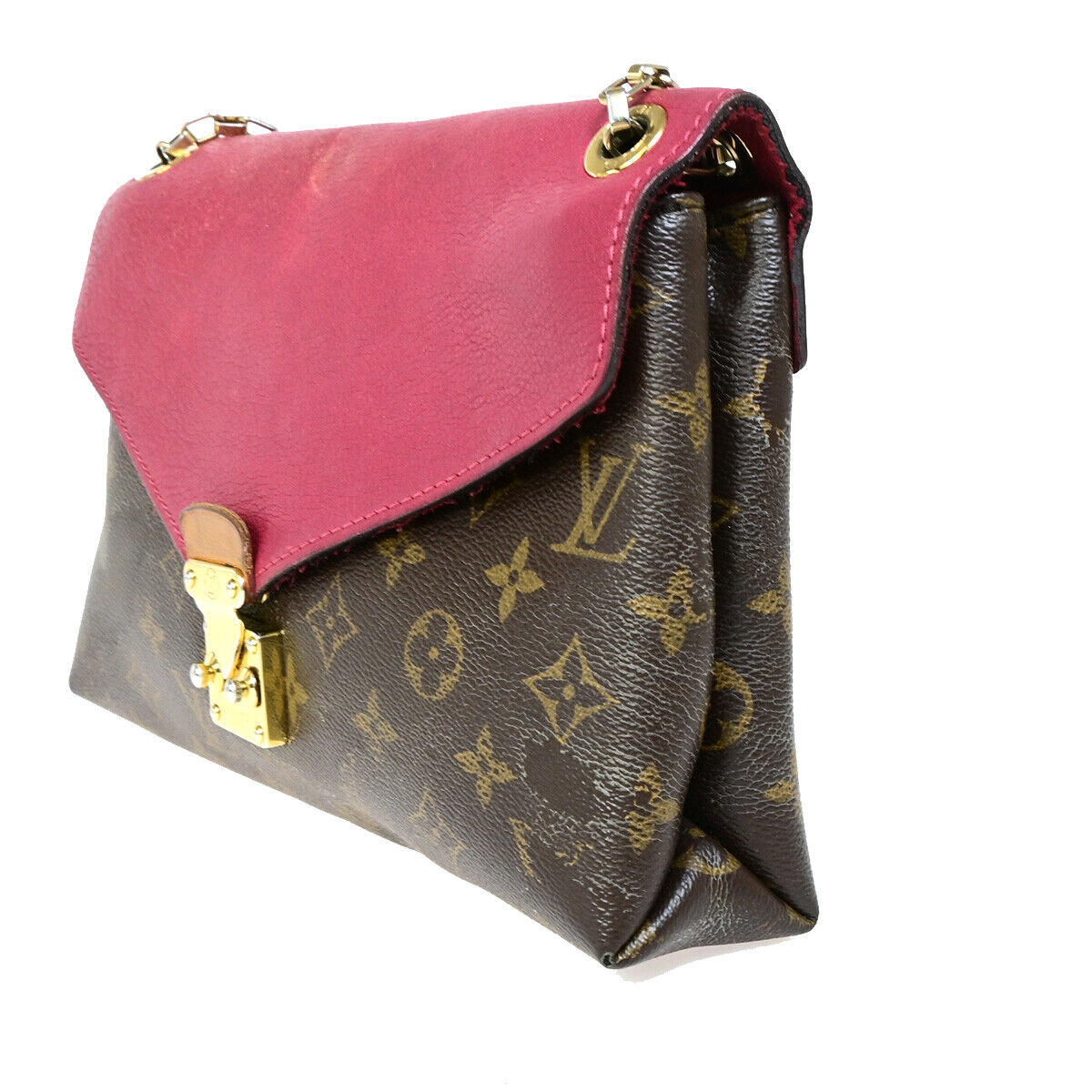 LOUIS VUITTON Pallas Chain Shoulder Bag Monogram Leather Cerise M41201 70YF618