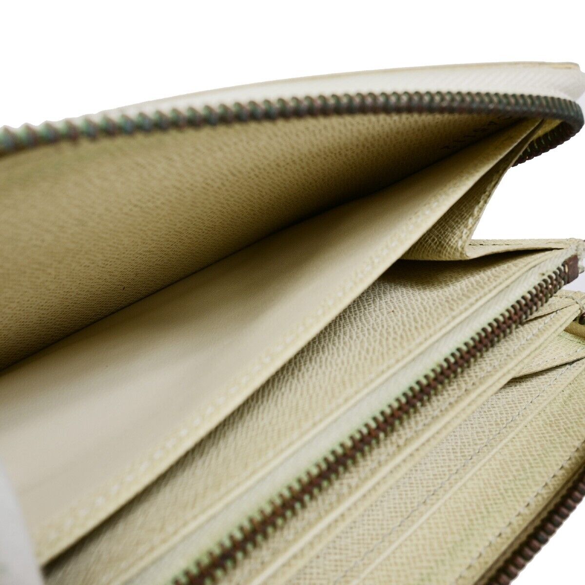 LOUIS VUITTON Zippy Wallet Purse Damier Azur Leather White N60019 05EB293