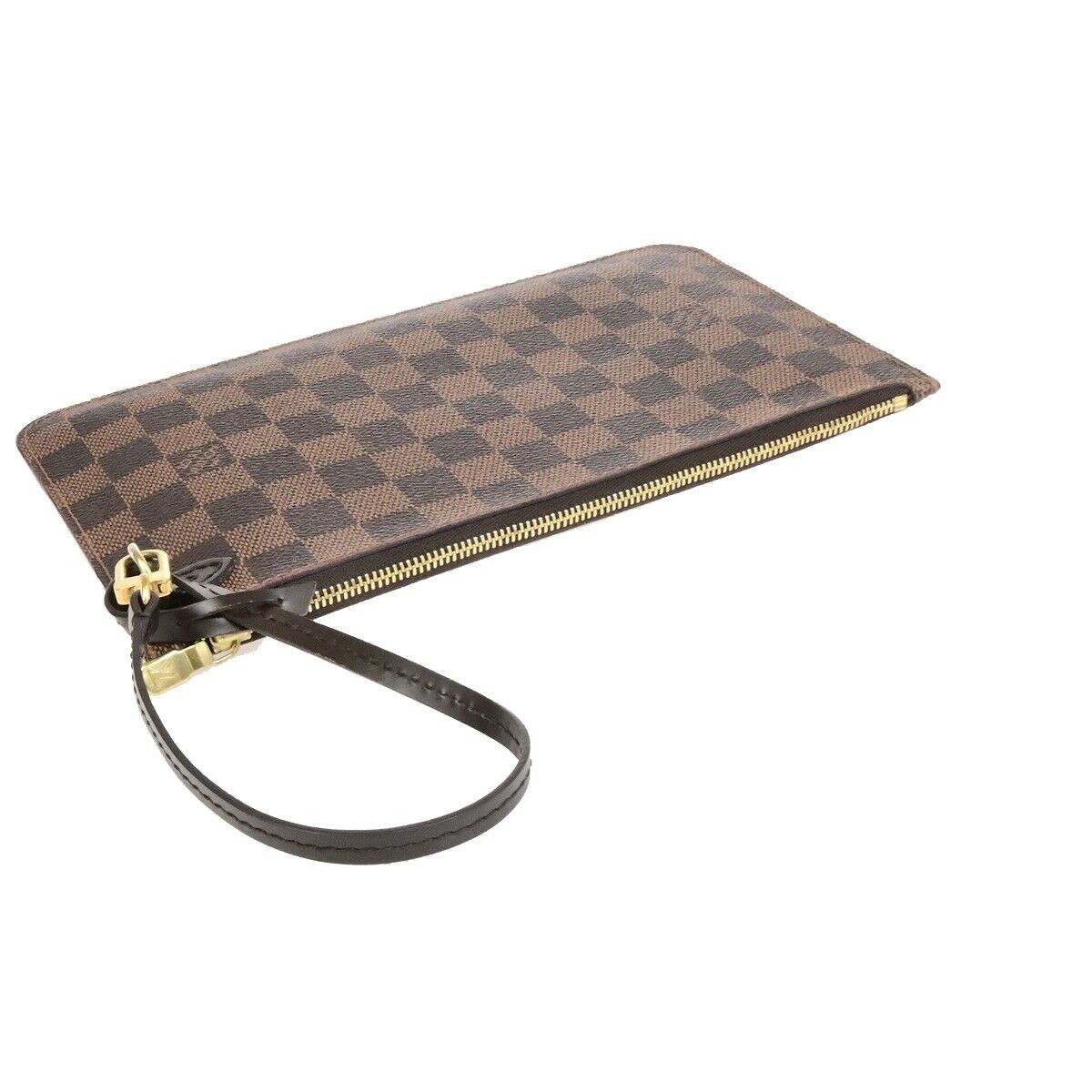 LOUIS VUITTON Neverfull MM Pouch Bag Damier Ebene Leather Brown N41358 35ED930