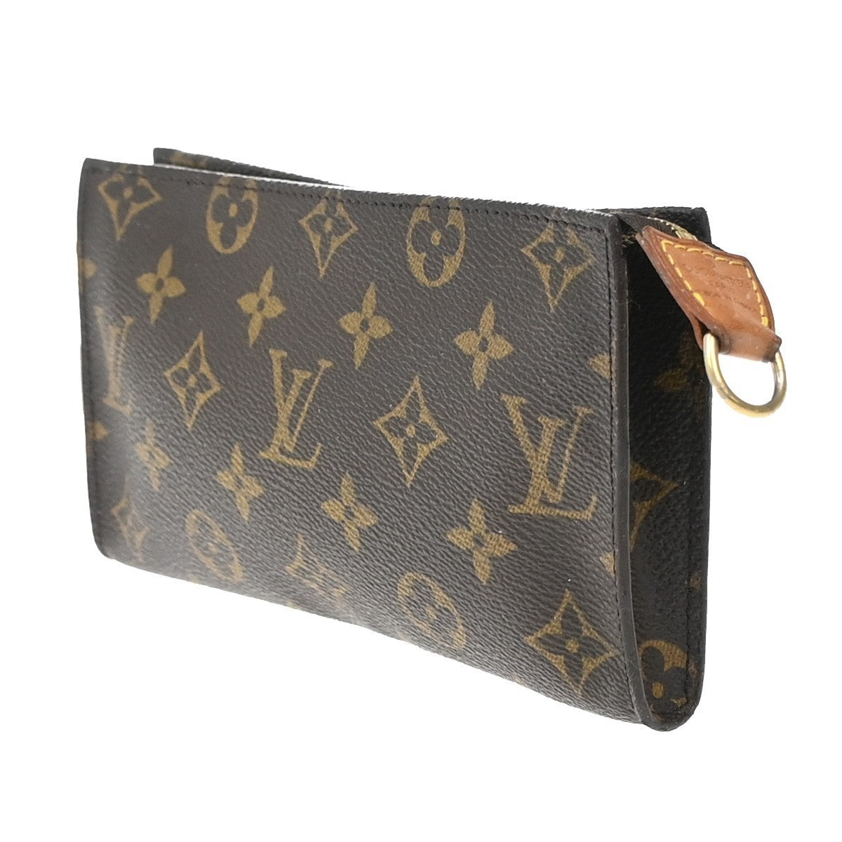 LOUIS VUITTON Logo BUCKET GM Pouch Bag Monogram Leather Brown France 05EG176