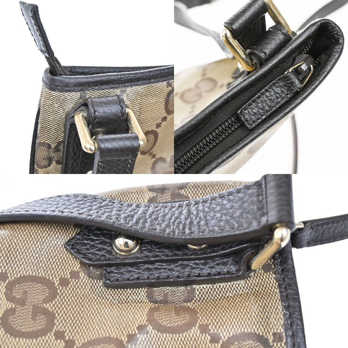 GUCCI Logo GG Pattern Crossbody Shoulder Bag Coating Canvas Leather BN 80KB482