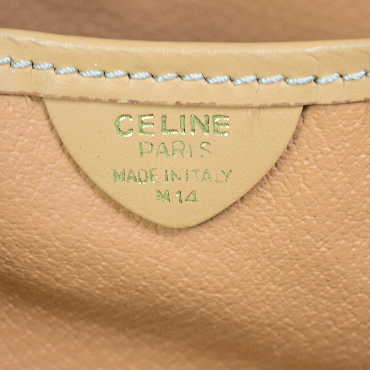 CELINE Logo Macadam Pattern Shoulder Tote Bag PVC Leather Beige Gold 33EB541