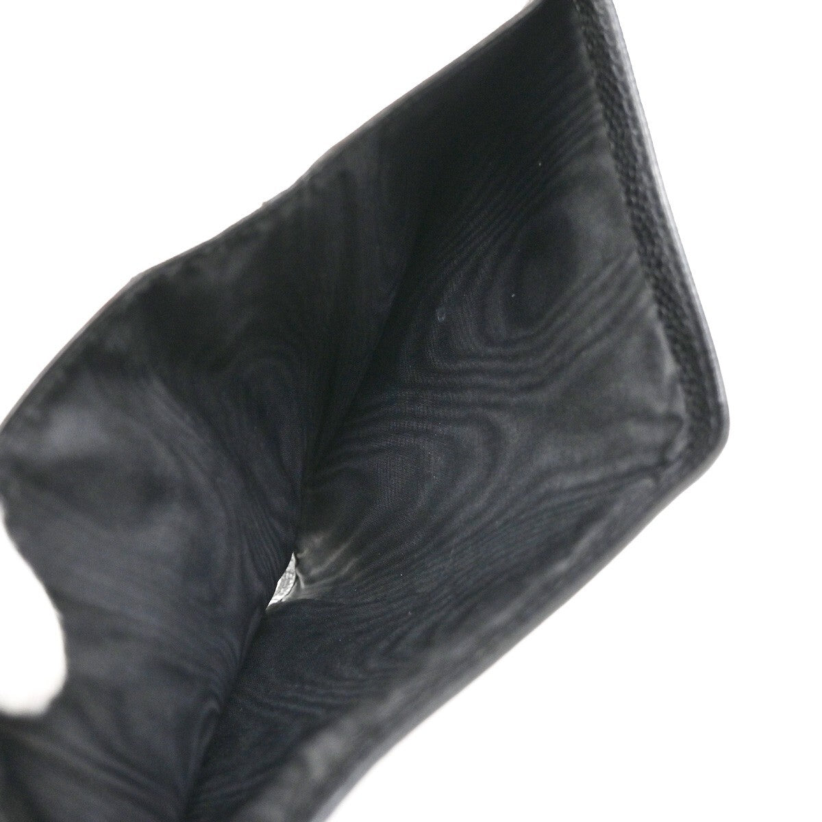 CHANEL CC Logo Trifold Compact WalletGrained Calfskin Leather Black 30EE284