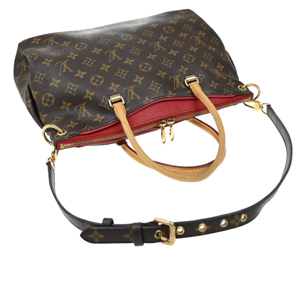 LOUIS VUITTON Pallas 2Way Shoulder Hand Bag Monogram Leather Red M41175 689KB448