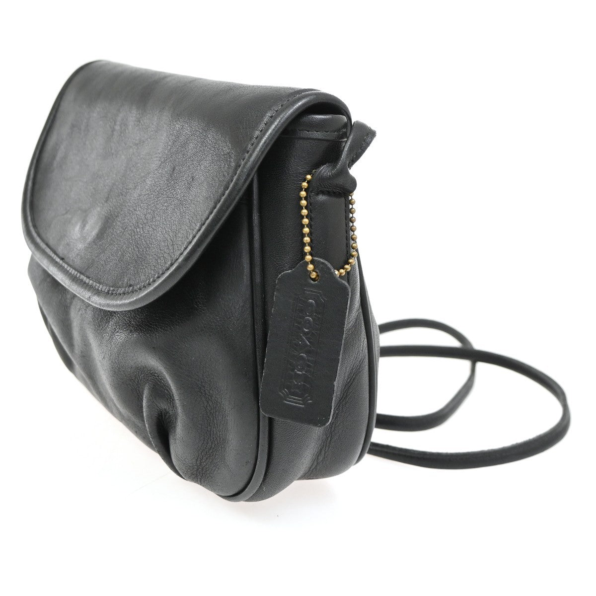 COACH Logo Crossbody Mini Shoulder Bag  Leather Black GHW 214 USA 07YH851