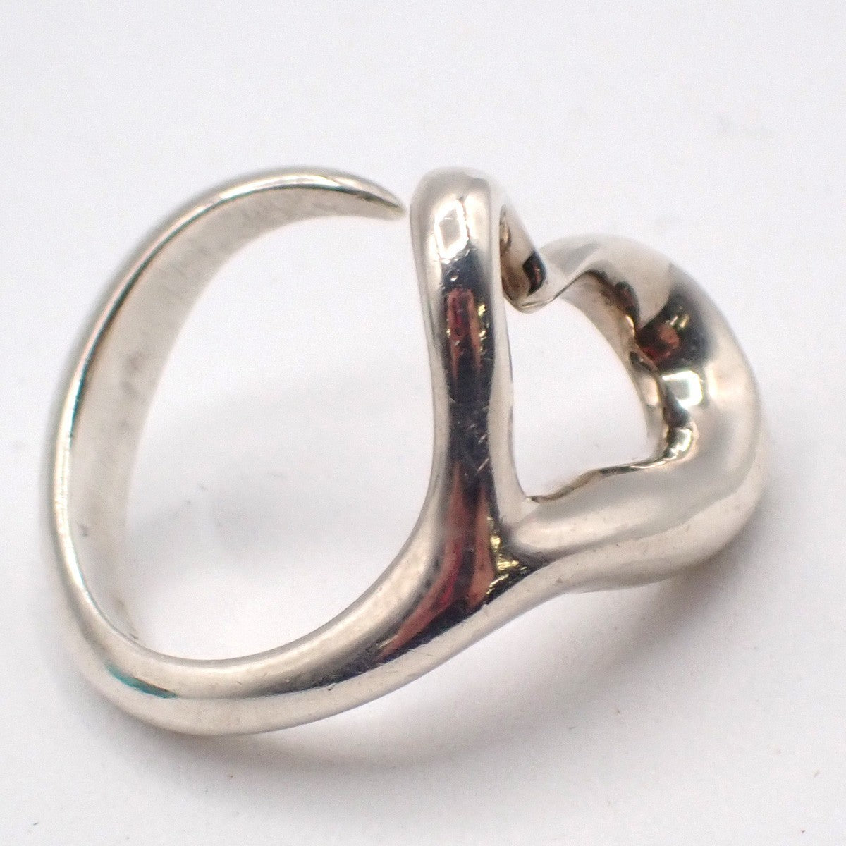 Tiffany & Co. Logo Open Heart  Elsa Peretti Ring US Size 6 Silver Ag 925 09KP564