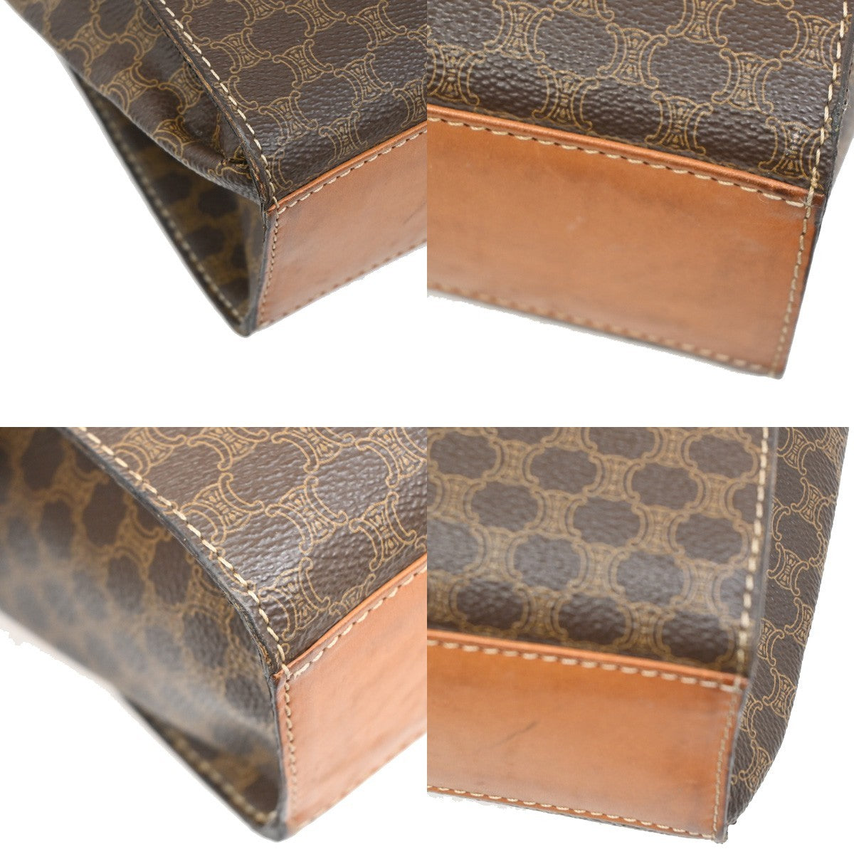 CELINE Macadam Circle Logo Shoulder Bag PVC Leather Brown GHW 88TA110