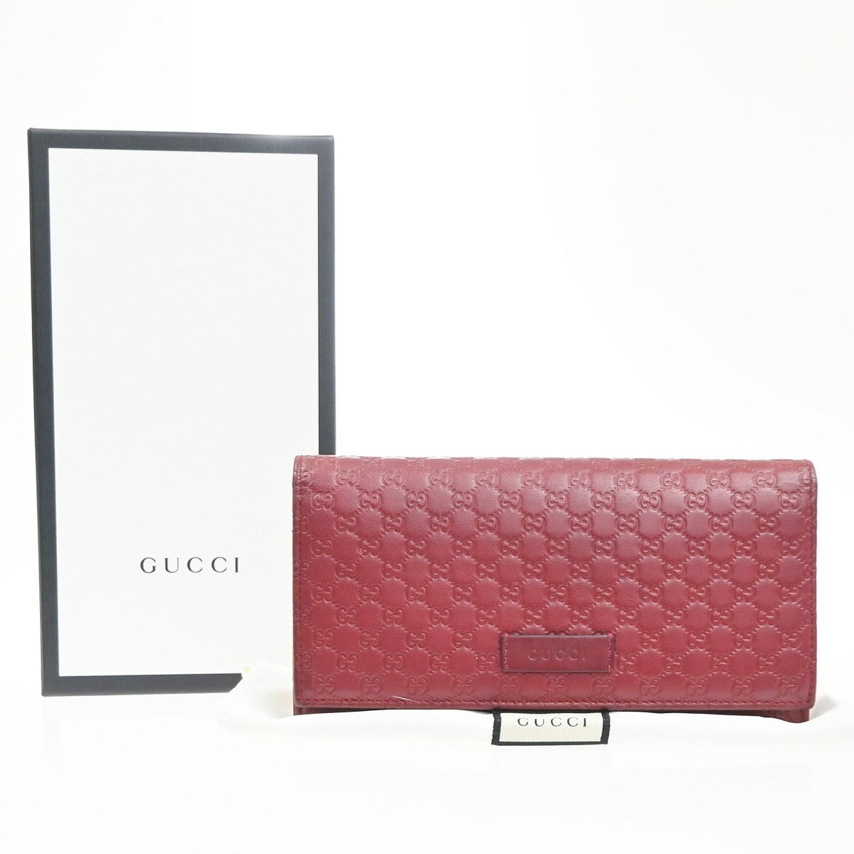 GUCCI Micro Guccissima GG Pattern Bifold Long Wallet Leather Red Italy 31KC718