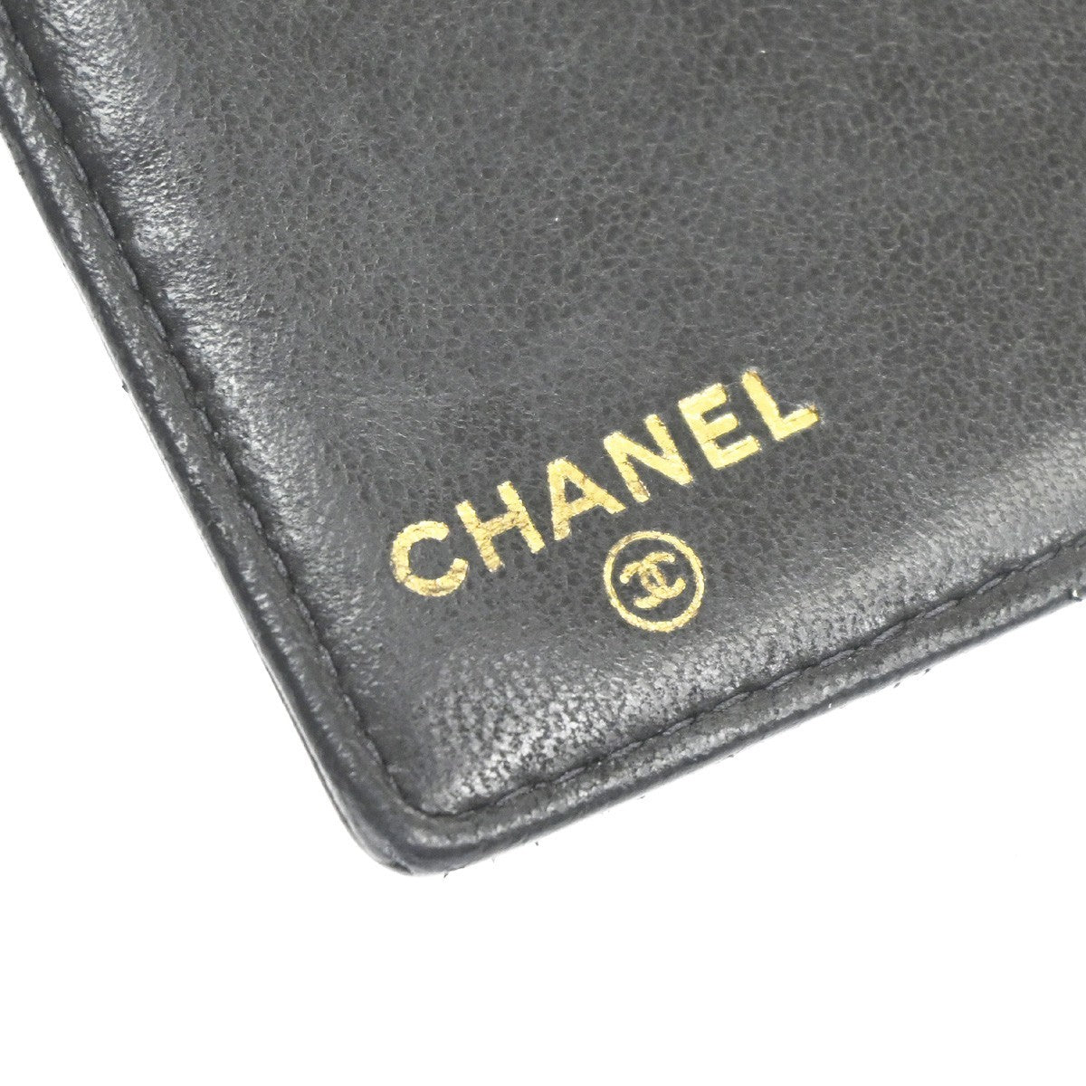 CHANEL CC Logo Bifold Long Wallet Grained Calfskin Leather Black France 16RL991