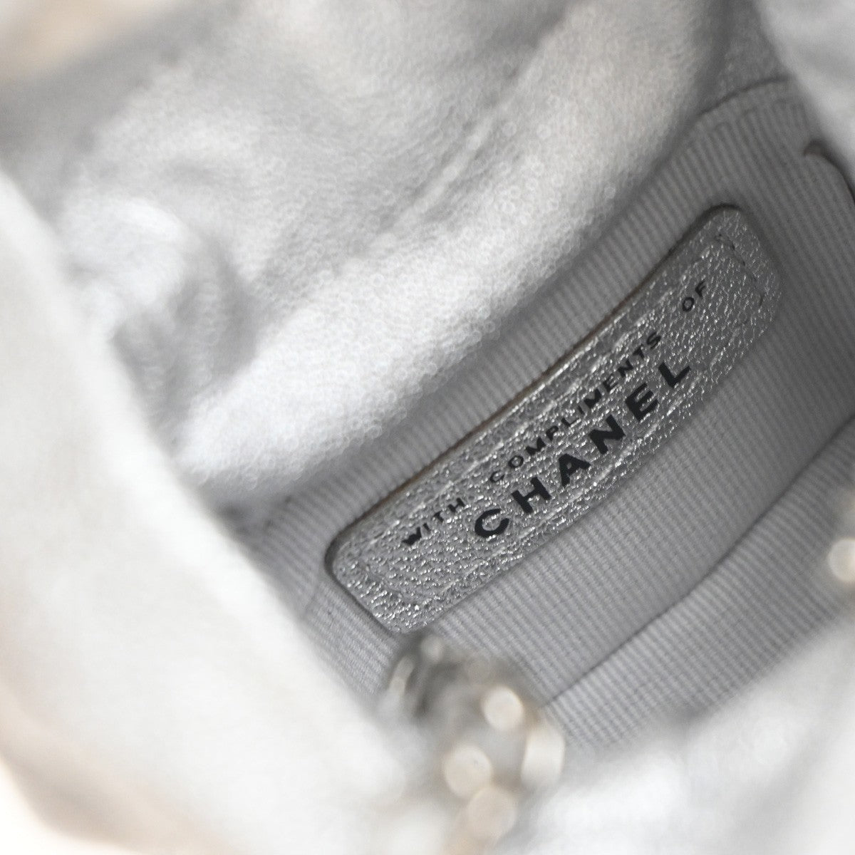 CHANEL Matelasse Drawstring Bucket Mini Shoulder Bag Leather Silver 683RP119