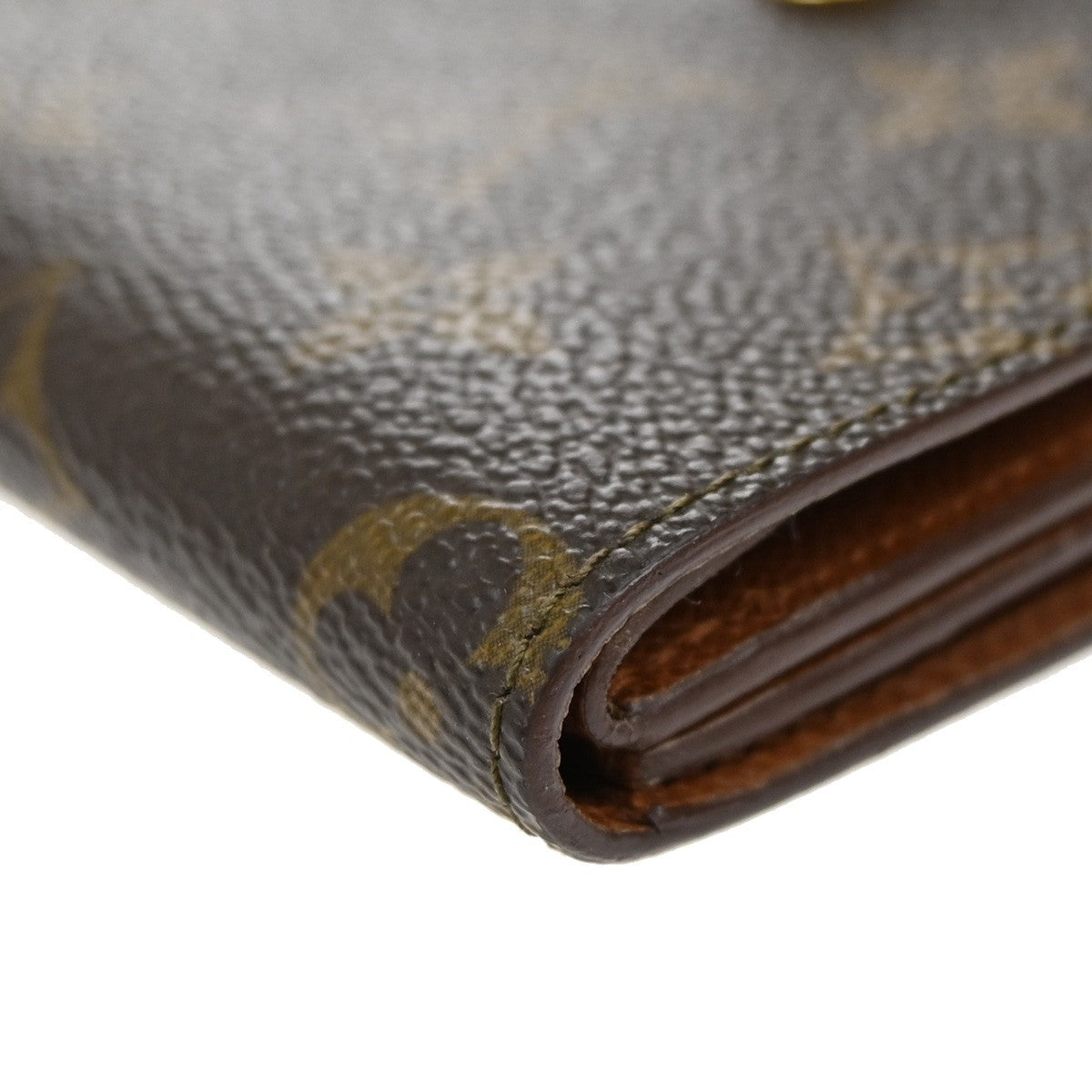 LOUIS VUITTON LV Logo 2 Set Coin Case Wallet Monogram Leather Brown 05EF836