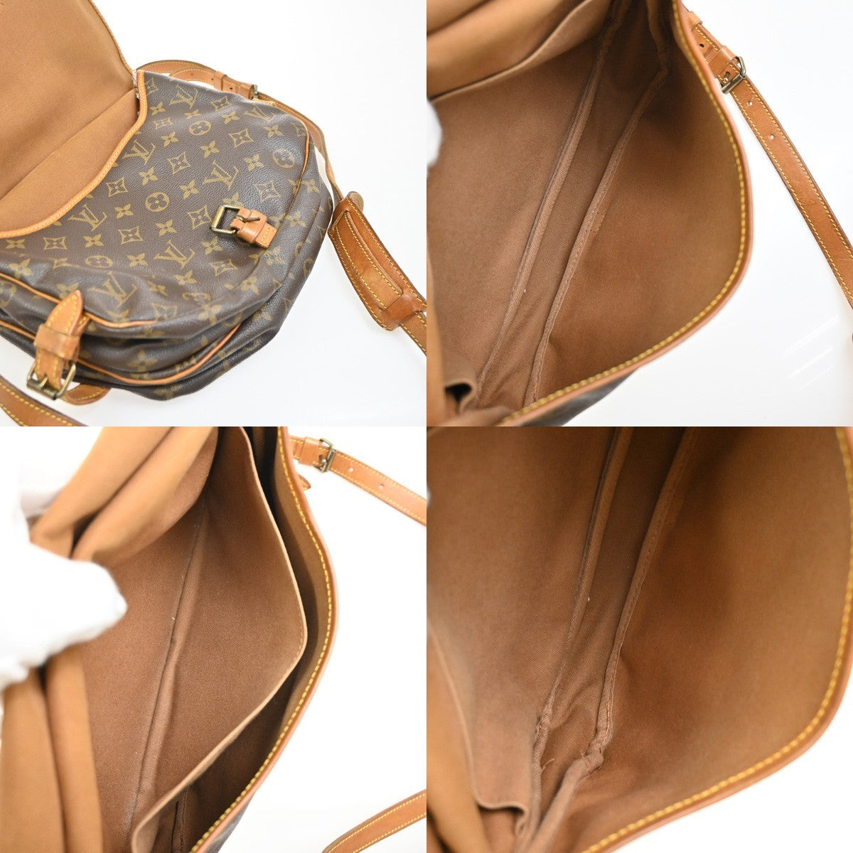 LOUIS VUITTON Logo Saumur 30 Shoulder Bag Monogram Leather Brown M42256 34SA059