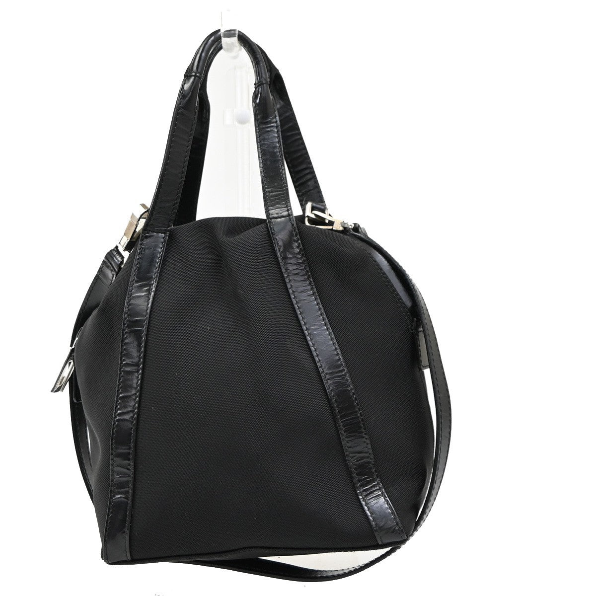 GUCCI 2Way Shoulder Hand Bag Nylon Black Sliver Italy 09DA133