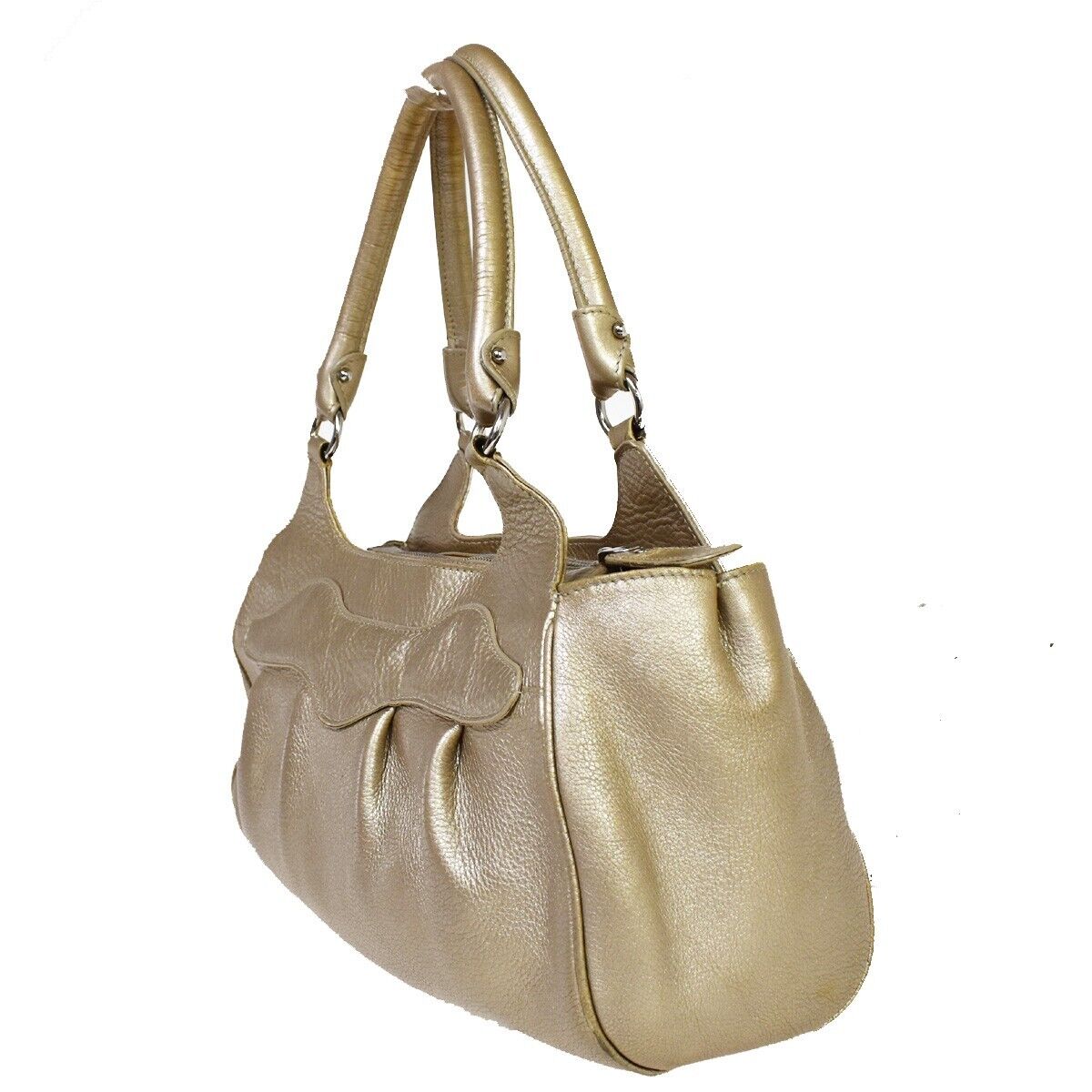 SALVATORE FERRAGAMO Logo Gancini Shoulder Bag Leather Gold 04JH321