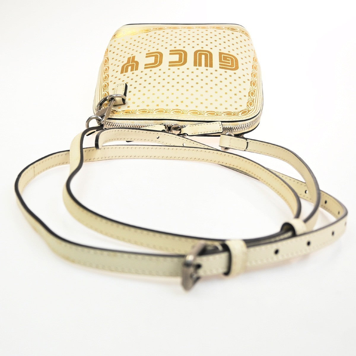 GUCCI Logo SEGA GUCCY Crossbody Mini Shoulder Bag Leather White Italy 73KC839