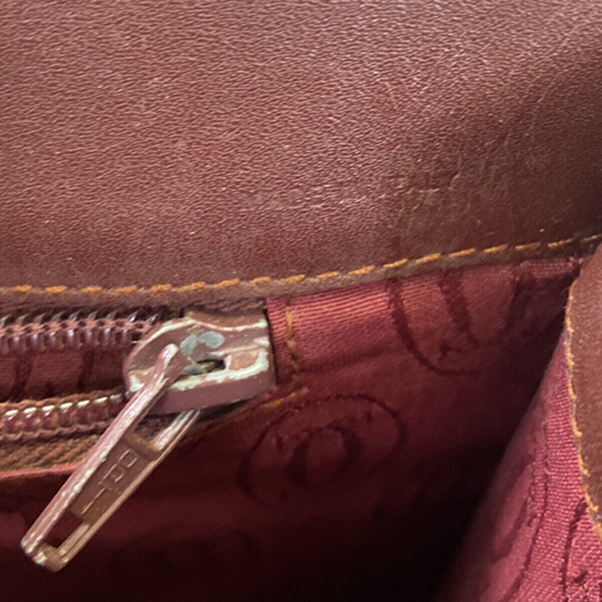 MUST DE CARTIER 2C Logo Hand Bag Leather Bordeaux GHW Spain 09YG298